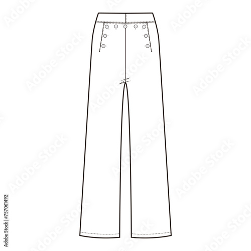 Sailor Pants Flat Sketch Vector Design Illustration