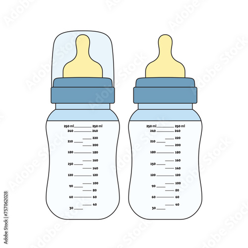 Kids drawing Cartoon Vector illustration baby bottle milk Isolated on White Background