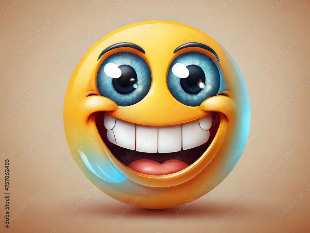 Fototapeta premium An illustration of a happy smiling emoji emoticon character, smiling face emoji or emoticon icon with happy eyes vector illustration