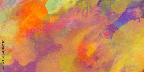 Colorful and bright watercolor background texture with grunge watercolor splashes, Abstract bright and shinny lovely soft color watercolor background, Beautiful and light color colorful background.