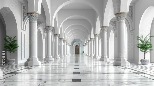 Ramadan Grandeur  Hall s Splendor Accentuated by White Islamic Carvings