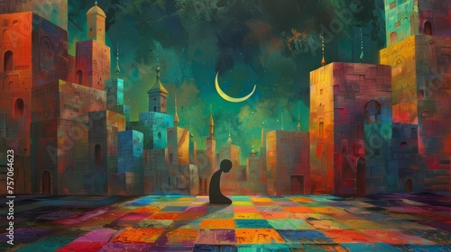 Ramadan Mubarak, bright colors 