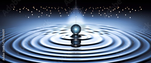 A delicate ripple expands outward from the point of impact, where a single drop of water breaks the surface tension of the serene body of water