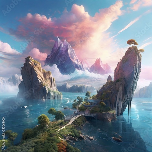 Experience the beauty of nature through the eyes of an AI, with a series of breathtaking landscapes rendered in a unique and creative style © Светлана Квет