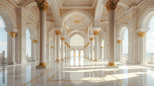 Tranquil Pillars: Essence of Ramadan Mosque's Grandeur