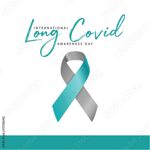 International long covid awareness day. Awareness ribbon vector illustration. Celebrated every year in March. Suitable for templates, greeting cards, web, social media etc