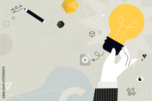 Business concept illustration. Vector illustration of creative idea, startup, brainstorming, big idea, creativity, innovation. Creative concept for web banner, social media banner, business presentati
