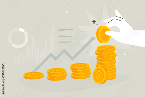 Business concept illustration. Vector illustration of profit, investment, capital increase, finance. Creative concept for web banner, social media banner, business presentation, marketing material. 