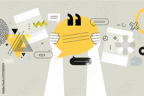 Business concept illustration. Vector illustration of testimonial, review, rating, comment, social media. Creative concept for web banner, social media banner, business presentation, marketing materia © PureSolution