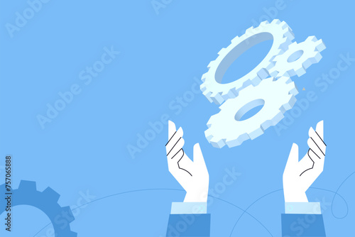 Business concept illustration. Vector illustration of project management, settings, engineering, production. Creative concept for web banner, social media banner, business presentation, marketing.