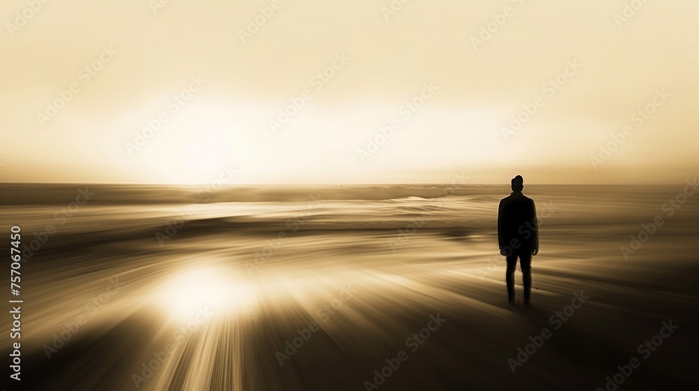 Person in the sunset in the field Person in the sunset in the field