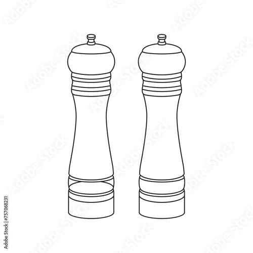 Hand drawn Kids drawing Cartoon Vector illustration salt pepper mill Isolated on White Background