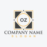 Handwritten OZ letters logo design with vector