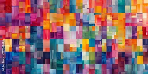 A colorful abstract painting with many different colors and shapes