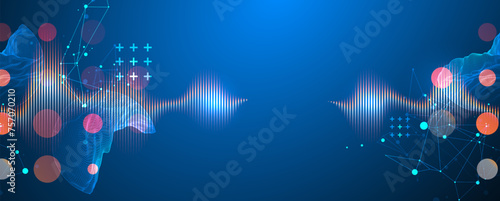 Modern science technology abstract background using circle shapes. Wireframe spot surface illustration.  Vector