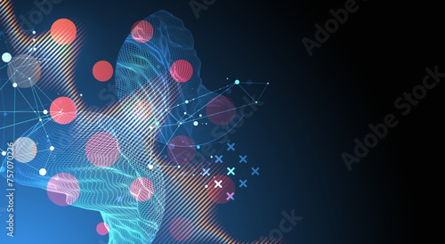Modern science technology abstract background using circle shapes. Wireframe spot surface illustration.  Vector