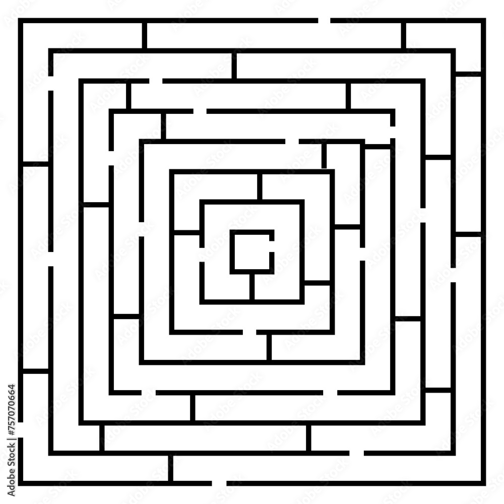 Black and white maze in a simple style. Labyrinth illustration. Black and white maze in a simple style. Labyrinth illustration.