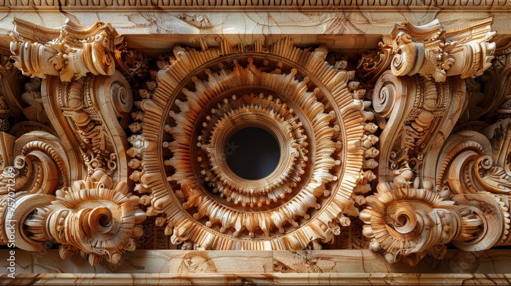 Artistic Precision: Detailed Wood Carvings Displaying Beauty