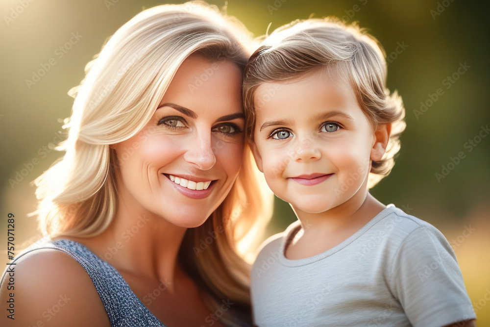 Happy Mother's Day. Mom and her daughter smile and hug. Family vacation and unity. The Joy and Tenderness of Motherhood. Happy Mother's Day. Mom and her daughter smile and hug. Family vacation and unity. The Joy and Tenderness of Motherhood.