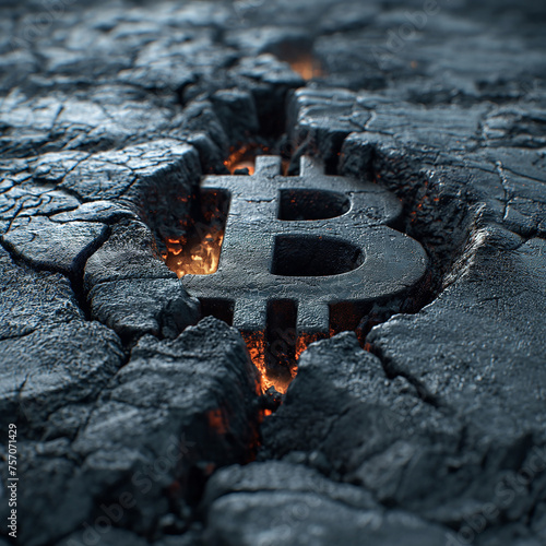 A process of Bitcoin halving. Cryptocurrency concept image
