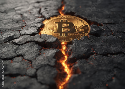 A process of Bitcoin halving. Cryptocurrency concept image