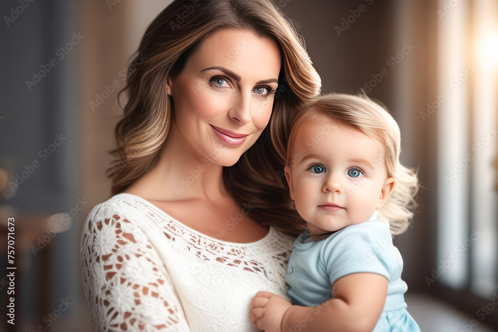 Happy Mother's Day. Mom and her daughter smile and hug. Family vacation and unity. The Joy and Tenderness of Motherhood. Happy Mother's Day. Mom and her daughter smile and hug. Family vacation and unity. The Joy and Tenderness of Motherhood.