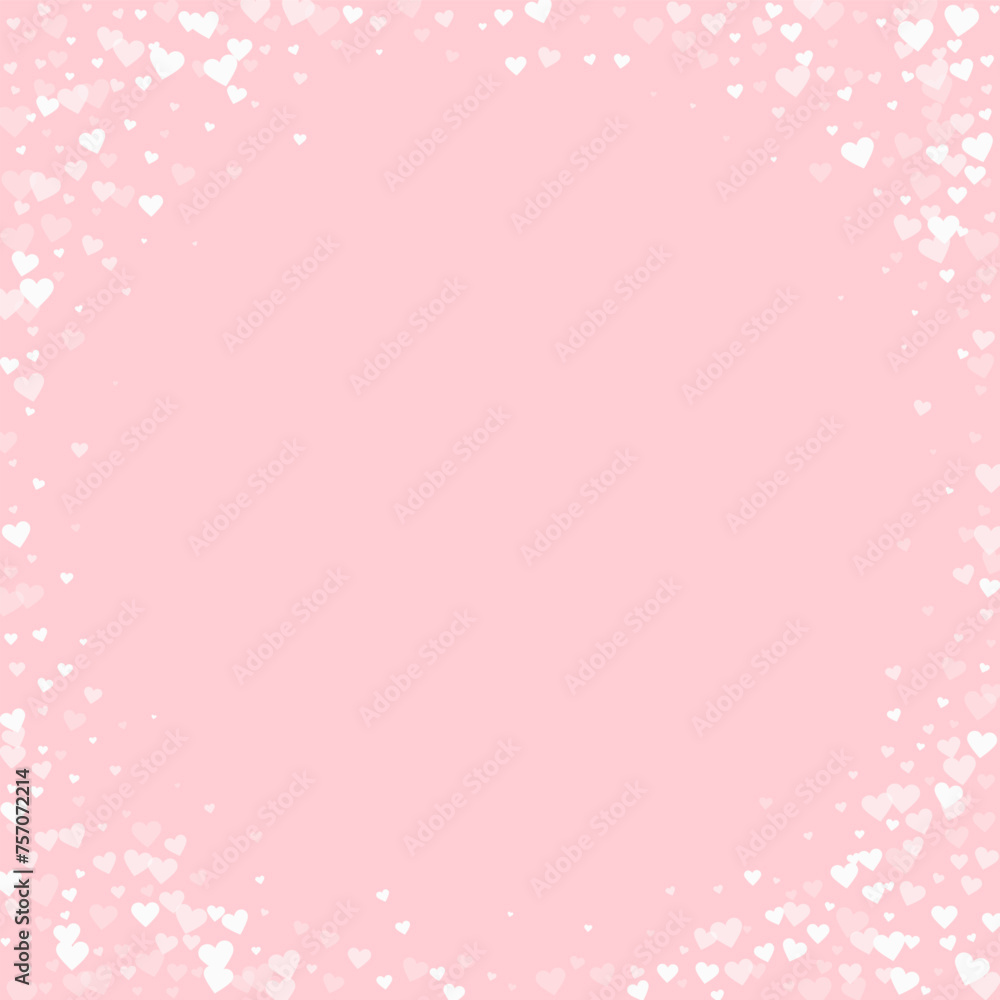 White hearts scattered on pink background.