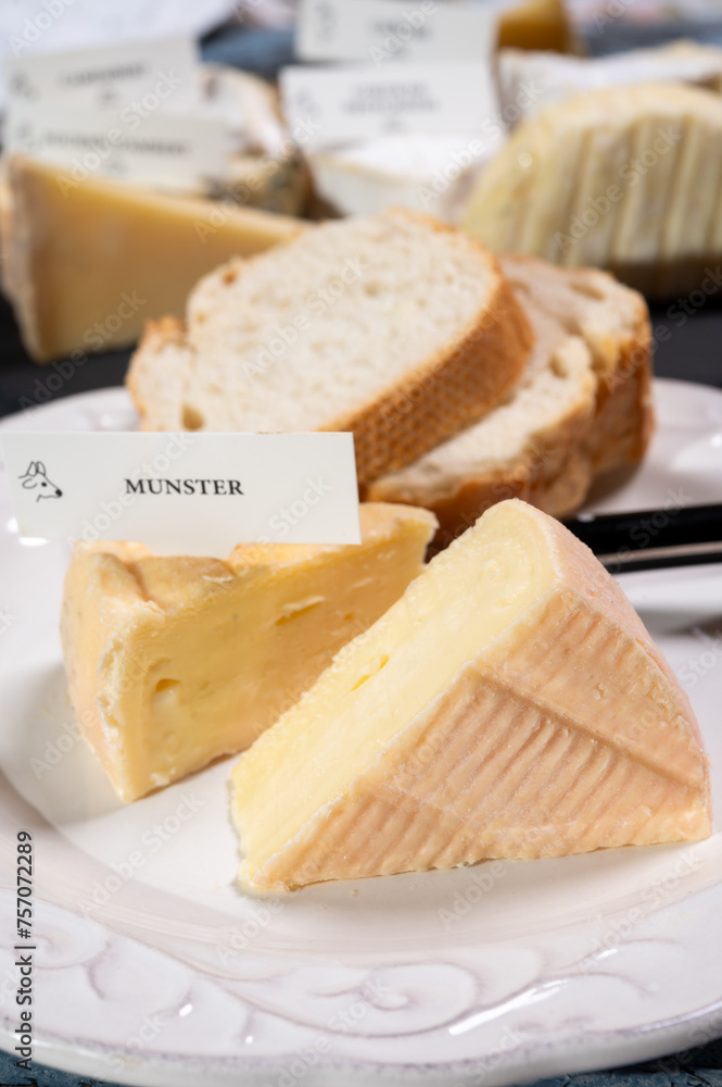 Munster gerome French cheese, strong-smelling soft cheese with subtle taste, made mainly from milk first produced in Vosges mountains