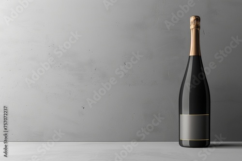 Single champagne bottle on a neutral background