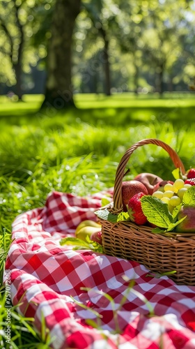 picnic basket on the grass