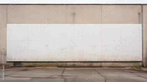 Blank white horizontal billboard on building facade for advertising in urban city environment © Oleg