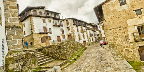 Street Scene, Traditional Architecture, Candelario, Ruta de la Plata, Salamanca, Castilla y León, Spain, Europe photo