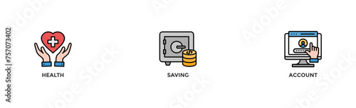 HSA banner web icon vector illustration concept for health saving account with icon of healthcare, growth, id card, and accounting	