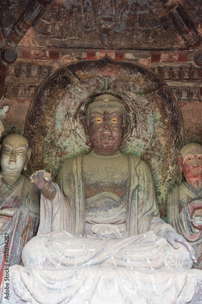 Statues at Maijishan Grottoes, Tianshui City, Gansu Province, China Statues at Maijishan Grottoes, Tianshui City, Gansu Province, China