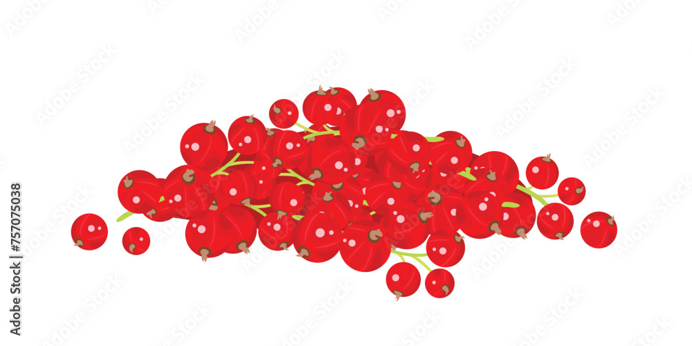 Red currant heap isolated on white background. Vector cartoon flat illustration of fresh berry. Red currant heap isolated on white background. Vector cartoon flat illustration of fresh berry.
