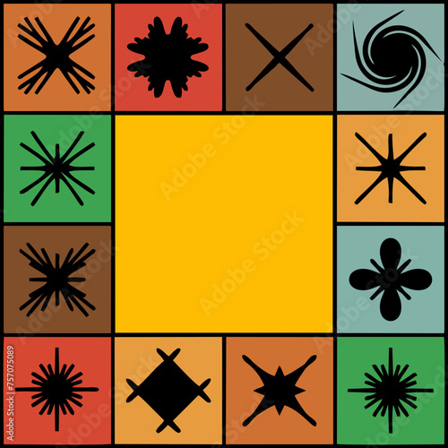 Complex Shining Star Patterns in Various Types on Colorful Square Tiles