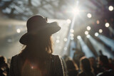 Elegant Woman with Hat at Sunlit Event