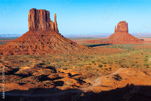 West and East Mitten Buttes, Monument Valley Navajo Tribal Park in northeast Navajo County, Arizona