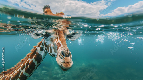 giraffe in the water