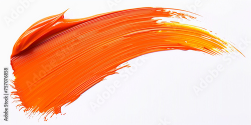 Pennellata arancione su sfondo bianco. photo