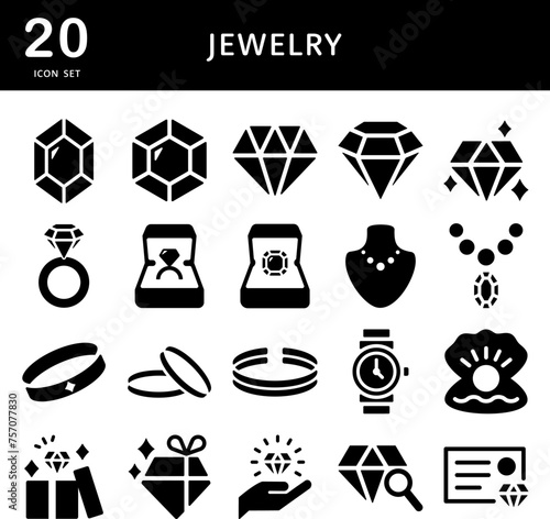 ジュエリー　宝石　アイコンセット　シルエットver