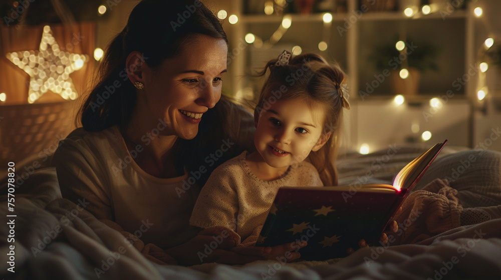 mother reads a fairy tale to a child mother reads a fairy tale to a child