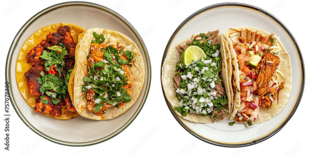 Set of plate of tacos isolated on transparent background Set of plate of tacos isolated on transparent background