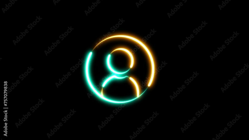 Secure login to user account, bright neon password input with neon sign on a black background. User line icon inside circle, line icon video animation. Secure login to user account, bright neon password input with neon sign on a black background. User line icon inside circle, line icon video animation.