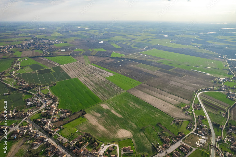 Aerial View of a Large Green Field
