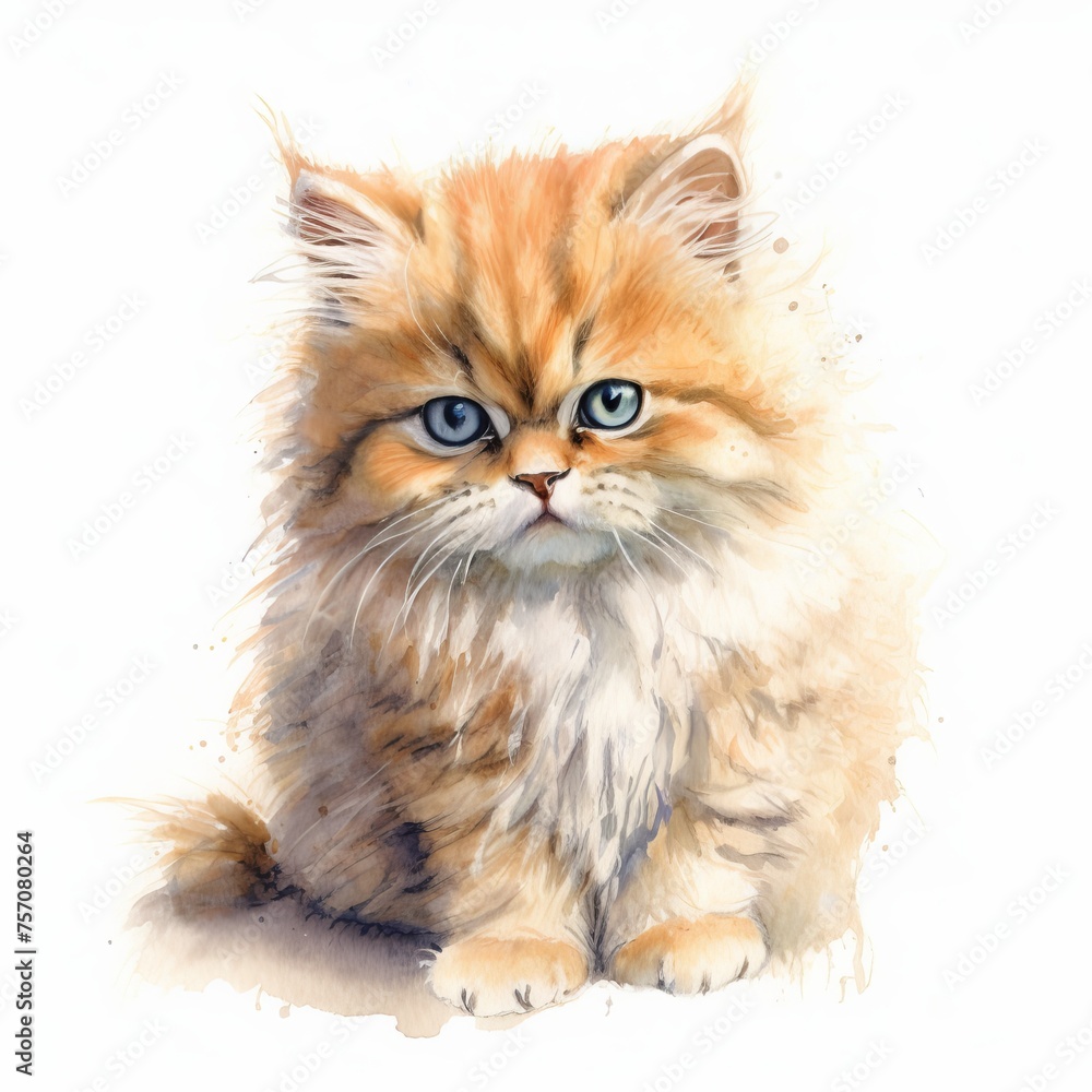 cat watercolor isolated on white background