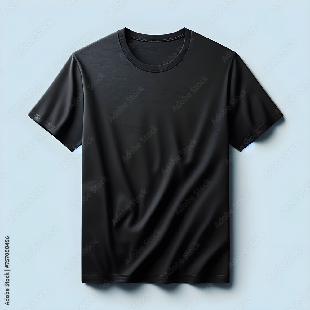 Black blank t-shirt white and gray background Black blank t-shirt white and gray background
