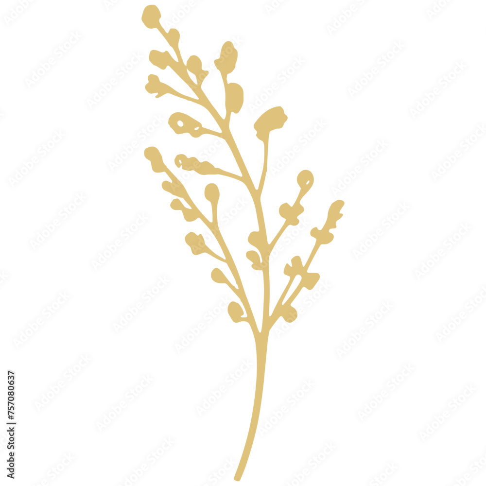 Golden leaf floral stem bunch tree vector decoration can change color Golden leaf floral stem bunch tree vector decoration can change color