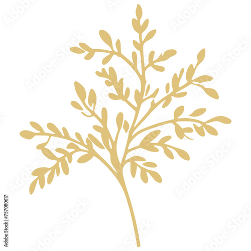 Golden leaf floral stem bunch tree vector decoration can change color