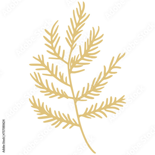 Golden leaf floral stem bunch tree vector decoration can change color